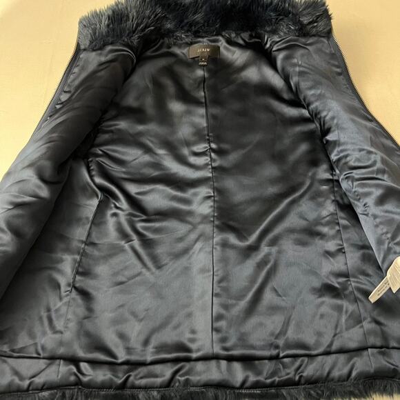 J. Crew Faux Fur Navy Blue Vest Women Size Medium - Picture 5 of 12